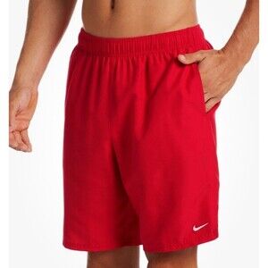 Nike Swim Trunks Mens Shorts Red NESSA558 Medium Swoosh Lined